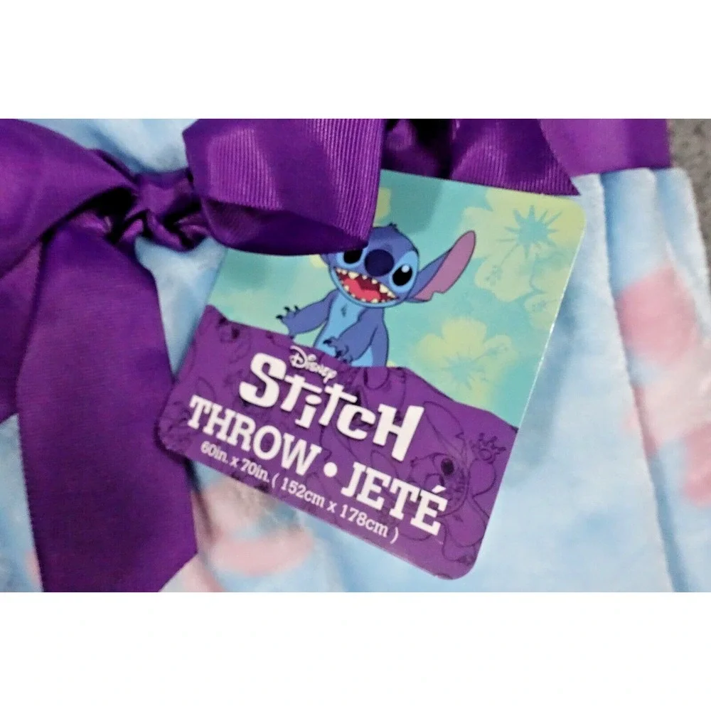 Disney Stitch Plush Throw Blanket Super Soft Light Blue 60x70 inches Washable